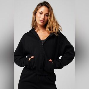 Fabletics Cozy Fleece Full Zip Hoodie - Black
